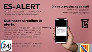 Els ciutadans de Balears rebran divendres un missatge de prova al mòbil del sistema d'alertes a la població.