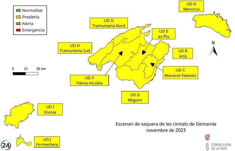 Les reserves hídriques de les Balears augmenten un 2% respecte a novembre de 2022 i es troben al 54%. 

Les reserves hídriques de les Illes Balears pugen un 2% en comparació amb novembre de 2022 i es troben al 54%.
